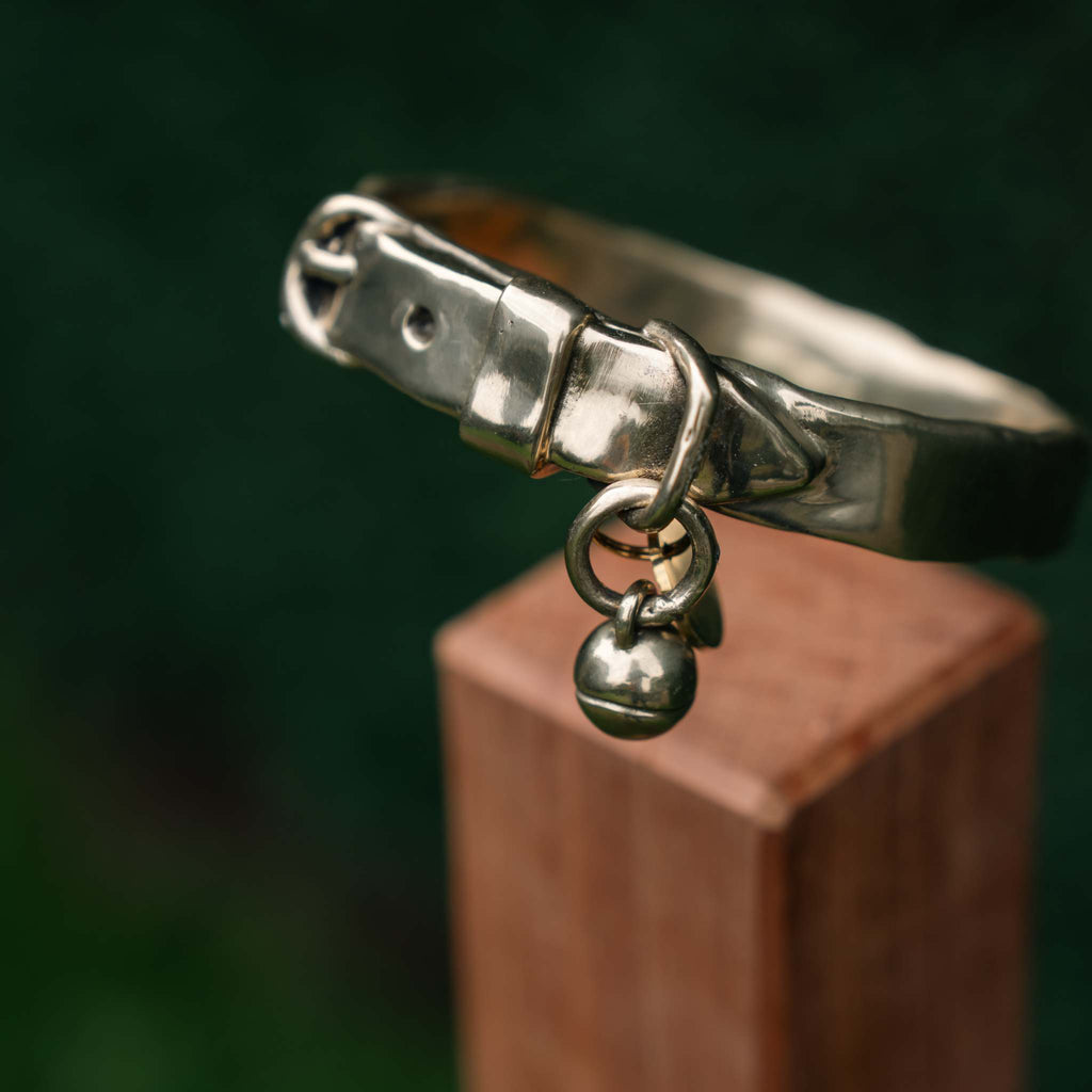 Bronze Cat Collar Memorial on Post