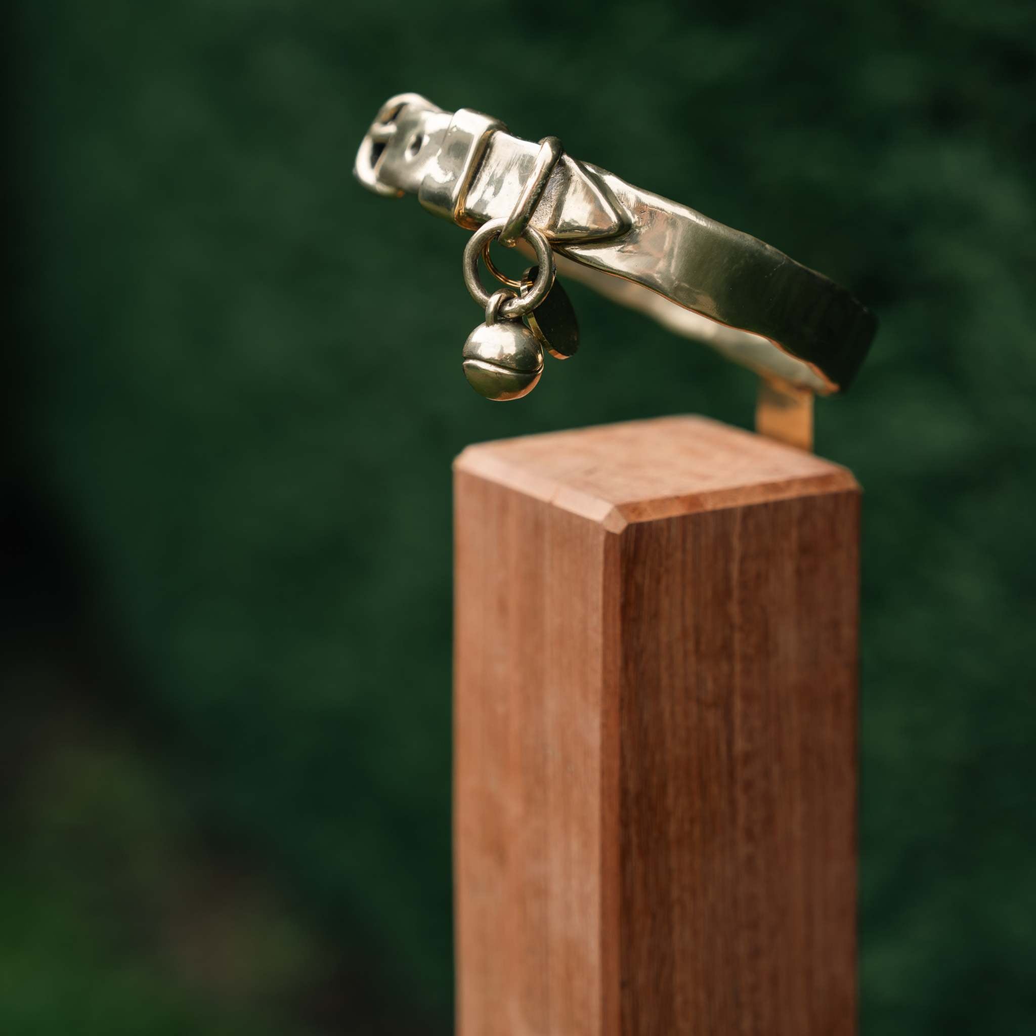 Bronze Cat Collar Memorial on Post