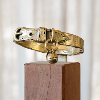 Bronze Cat Collar Memorial on Post