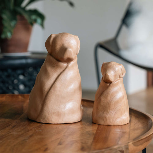 Beechwood dog in blanket memorial urn — Rest By Me