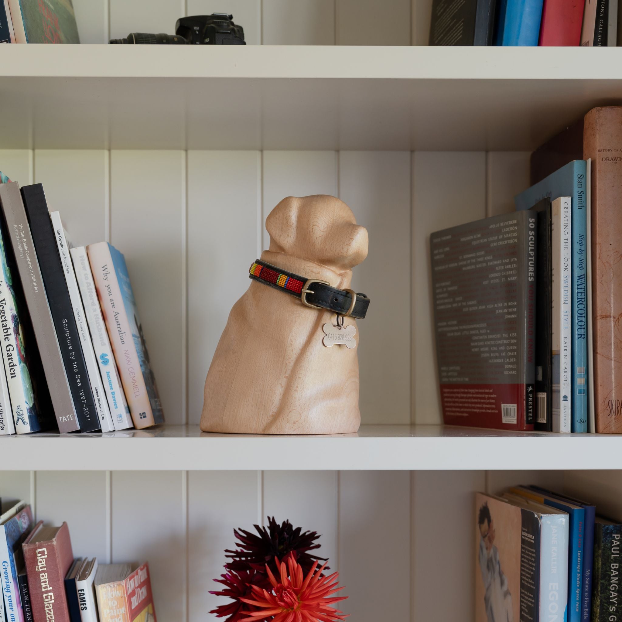 Beechwood dog in blanket memorial urn — Rest By Me
