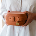 Red clay pet memorial urn with collar — Rest By Me